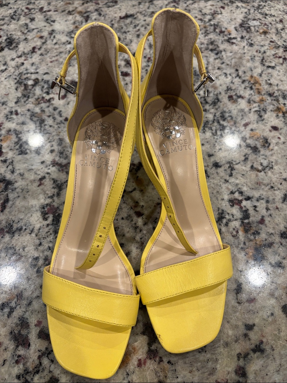 Vince Camuto Bright Yellow Leather Slingback Heels
